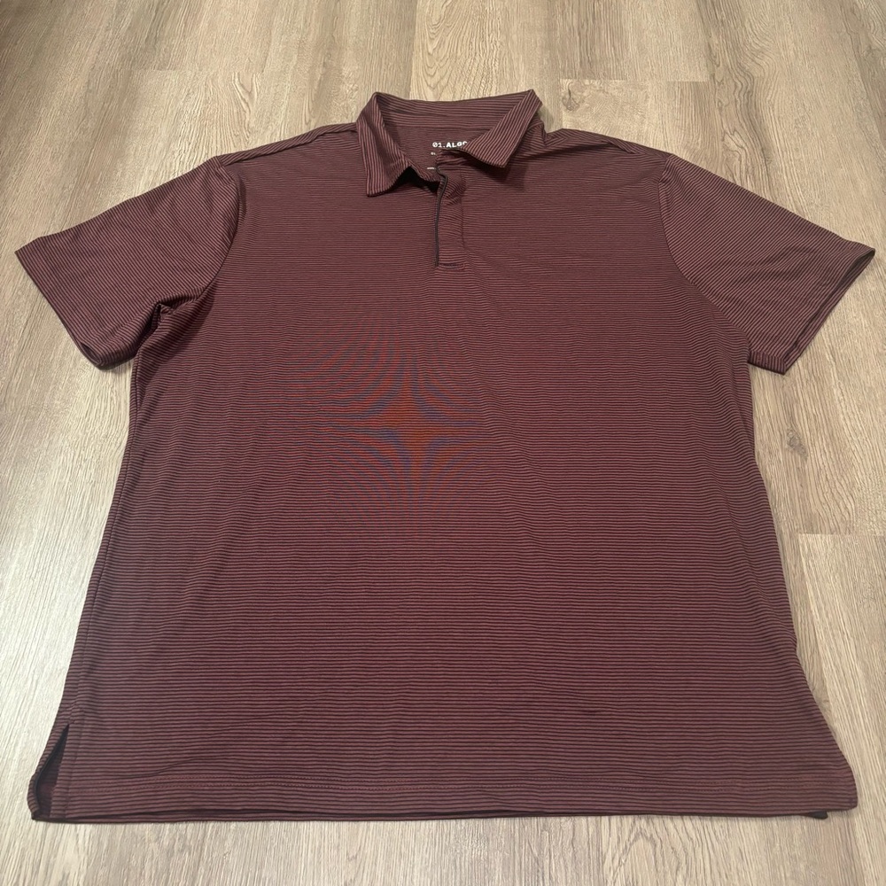 01.Algo‎ Performance Polo Shirt Stretch Golf Men’s XL Maroon/Black Stripe